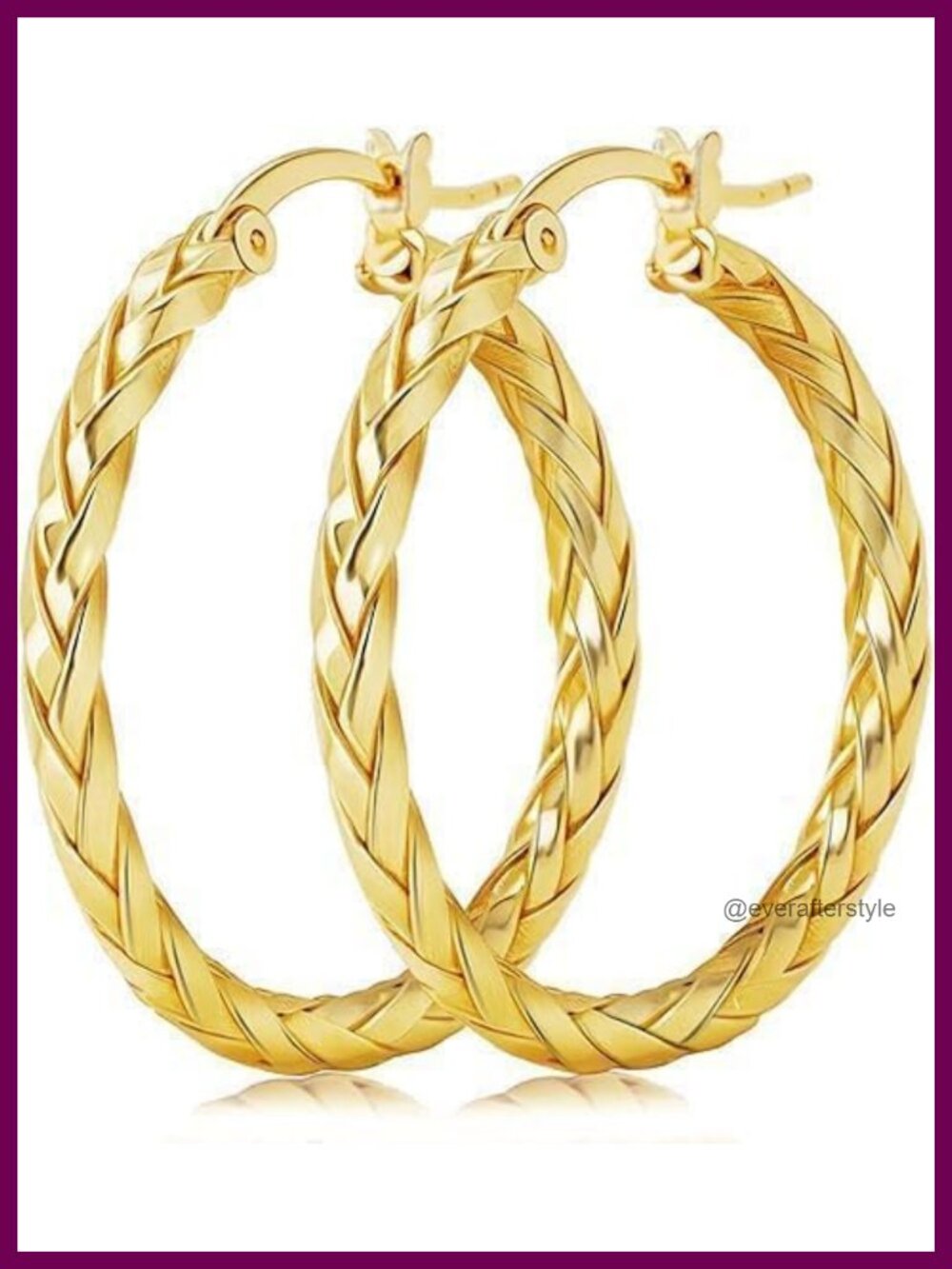 14k Gold Plated Twisted Hoop Earrings for Women Hypoallergenic Lightweight Clip